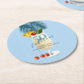 ピナコラダさくらんぼカクテル50thバースデーパーティー ラウンドペーパーコースター (アングル)
