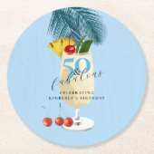ピナコラダさくらんぼカクテル50thバースデーパーティー ラウンドペーパーコースター (正面)