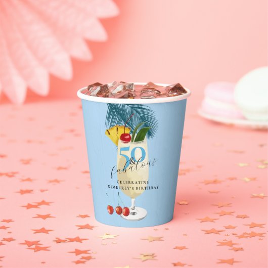 ピナコラダさくらんぼカクテル50thバースデーパーティー 紙コップ (インサイチュ)