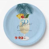 ピナコラダカクテルブルー50thバースデーパーティー ペーパープレート (正面)