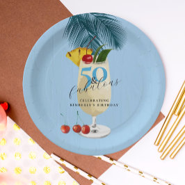 ピナコラダカクテルブルー50thバースデーパーティー ペーパープレート