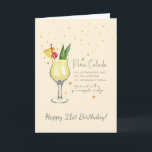 ピナコラダカクテル21stハッピーバースデーカード カード<br><div class="desc">このピナコラダカクテルグリーティングカードは21歳の誕生日を祝う完璧な方法だ！フロントはオンス単位のカクテルレシピ、バックはミリリットル。このデザインは、「このテンプレートをパーソナライズすクリックる」でパーソナライズするか、または「デザインツールを使用して編集すもしる」で可能な方法でフォントを変更したり、色を変更したり、デザイン要素を配置したりす違うるでクリック、パーソナライズできます。</div>