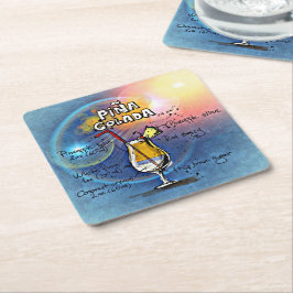 ピナコラダカクテル(12#5ドリンクレシピセット) スクエアペーパーコースター