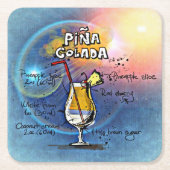 ピナコラダカクテル(12#5ドリンクレシピセット) スクエアペーパーコースター (正面)