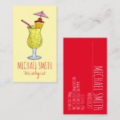 ピナコラダドリンクカクテルバーテンダーミックスロジスト 名刺 (正面/裏面)