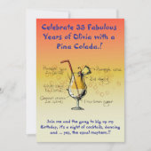 ピナコラダバースデーパーティーの招待 招待状 (正面)