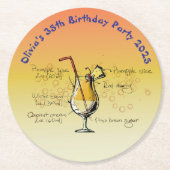 ピナコラダバースデーパーティー ラウンドペーパーコースター (正面)