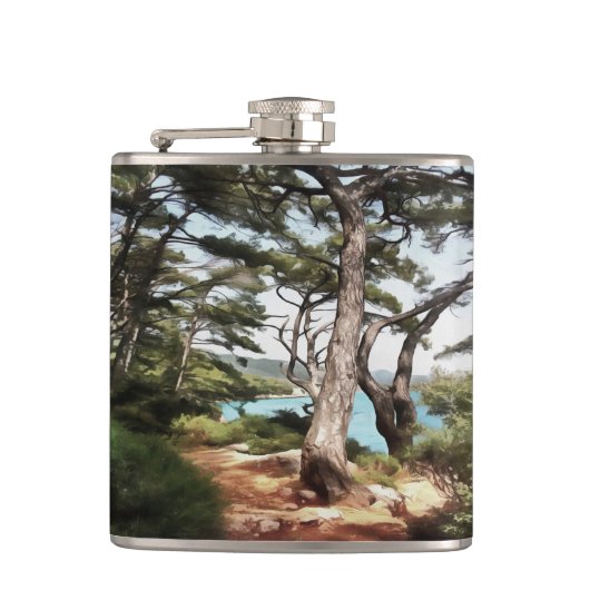 ピナスパイアパインツリーフォレ絵画スト フラスク (正面)