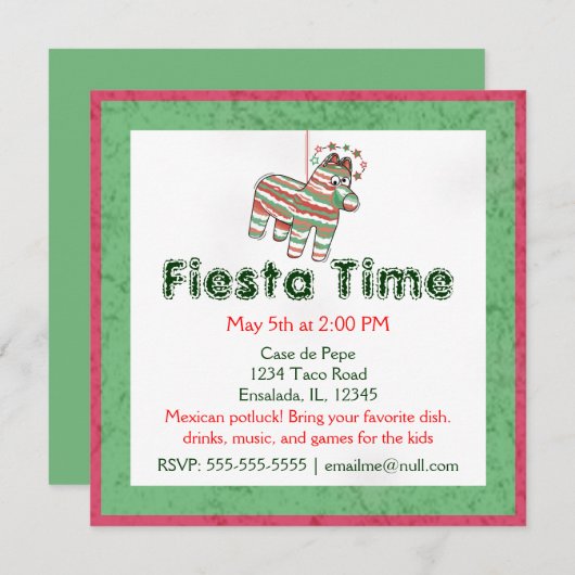 ピナタフィエスタパーティの招待状 招待状 (正面/裏面)
