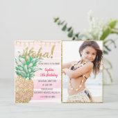 ピナップルアロハ誕生日招待状付きフォト 招待状 (スタンド正面)