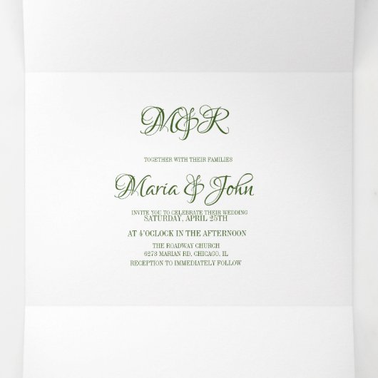 ピナ水色パイナップルフルーツトロピック結婚ズ 三つ折り招待状 (内部中)