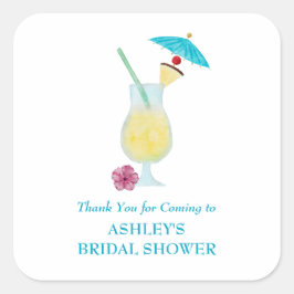ピニャコラダトロピカル結婚ブライダルシャワー スクエアシール