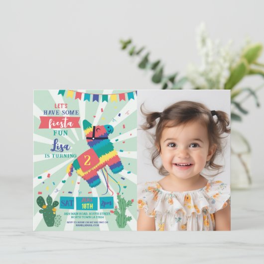 ピニャタバースデーパーティフィエスタガールボーイメキシコ 招待状 (スタンド正面)