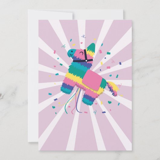 ピニャタバースデーパーティーピンクフィエスタガールズメキシコ 招待状 (裏面)