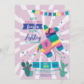 ピニャタバースデーパーティーピンクフィエスタガールズメキシコ 招待状 (正面/裏面)