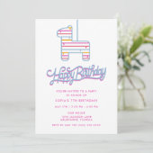 ピニャタパーティーガール子供の誕生日 招待状 (スタンド正面)