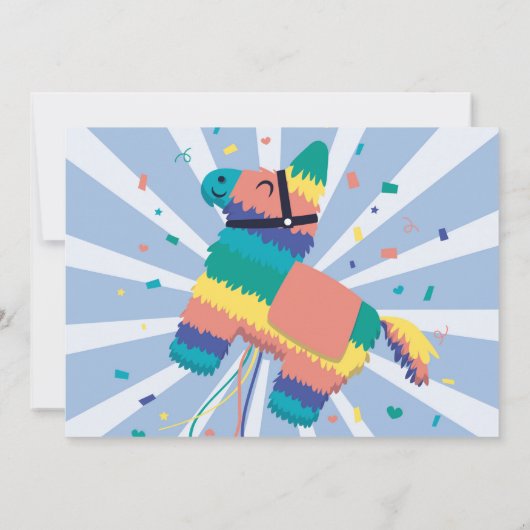 ピニャタ誕生日パーティブルーフィエスタメキシコ写真 招待状 (裏面)