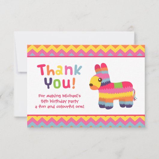 ピニャータのメキシコフェスタの誕生会ありがとう サンキューカード (正面)