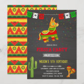 ピニャータ・フィエスタをテーマにした誕生日 招待状 (正面/裏面)