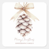 ピネコエレガントンパーソナライズされたクリスマス スクエアシール (正面)