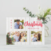 ピネコンとホリーメリークリスマスホリデーカード シーズンカード (スタンド正面)