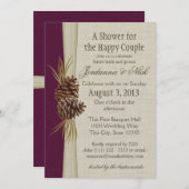 ピネコンとBurlapルックカップルのシャワー 招待状 (正面/裏面)