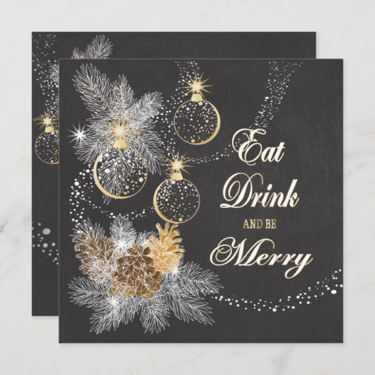 ピネコンオーナメントシャルボードクリスマス 招待状 (正面/裏面)