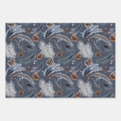 ピネコンフェスティバル冬またはクリスマスボタニカル ラッピングペーパーシート (正面)