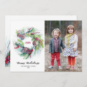 ピネコンリースクリスマスホリデーカード 招待状 (正面/裏面)