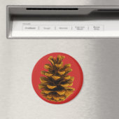 ピネコン素朴な自然茶色の赤秋 マグネット (インサイチュ (食洗機))