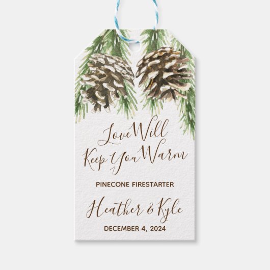 ピネコン結婚ファイヤースターターのブライダルシャワー ギフトタグ (正面)