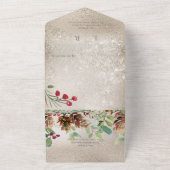 ピネコン&ベリーモダン金ゴールドディナー オールインワン招待状 (外側)