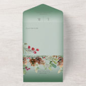 ピネコン&ベリーワインモダングリーンディナー オールインワン招待状 (外側)