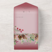 ピネコン&ベリーワインモダンレッドQRコード オールインワン招待状 (外側)