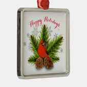 ピネコーンと(鳥)ショウジョウコウカンチョウバードクリスマスオーナメント メタルオーナメント (右)