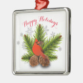 ピネコーンと(鳥)ショウジョウコウカンチョウバードクリスマスオーナメント メタルオーナメント (左)