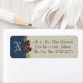 ピネコーンとBurlapネイビーブルーウィンター ラベル (インサイチュ)