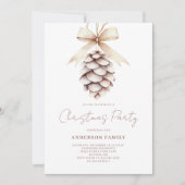 ピネコーンウォーターカラークリスマスホリデーパーティー 招待状 (正面)