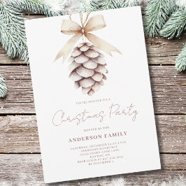 ピネコーンウォーターカラークリスマスホリデーパーティー 招待状