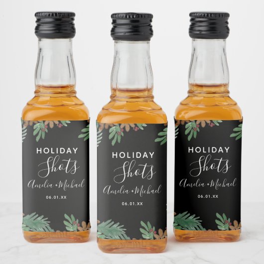 ピネコーンウォーターカラーグリーナリークリスマス リキュールボトルラベル (ボトル)