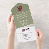 ピネコーンエバーグリーンズレッドベリー結婚ズ オールインワン招待状 (貼ってはがせる)