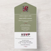 ピネコーンエバーグリーンズレッドベリー結婚ズ オールインワン招待状 (内側)