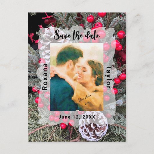 ピネコーンエバーグリーン結婚ベリーの写救真日 ポストカード (正面)