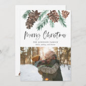 ピネコーンクリスマスウォーターカラーホリデーフォト シーズンカード (正面/裏面)