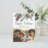 ピネコーンクリスマスウォーターカラーホリデーフォト ポストカード (スタンド正面)