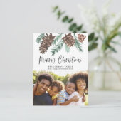 ピネコーンクリスマスウォーターカラーホリデーフォト ポストカード (スタンド正面)