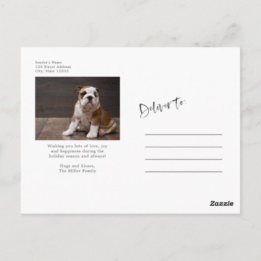 ピネコーンクリスマスウォーターカラーホリデーフォト ポストカード (裏面)