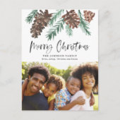ピネコーンクリスマスウォーターカラーホリデーフォト ポストカード (正面)