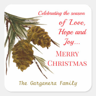 ピネコーンクリスマスギフトラベル スクエアシール