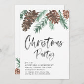 ピネコーンクリスマス |ホリデーパーティー招待状 (正面/裏面)